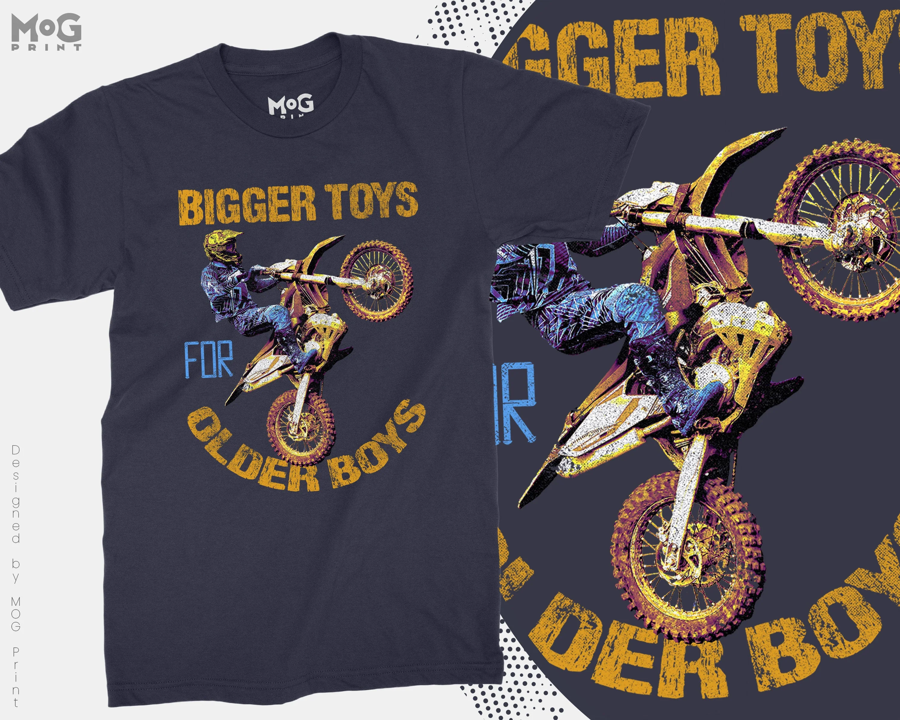 Bigger Toys Older Boys Motorbike Biker Mens Cotton T-Shirt MXGP Motocross T-Shirt Bigger Toys Mens Funny Motorbike MotoX Dirt Bike Scrambler - Image 2