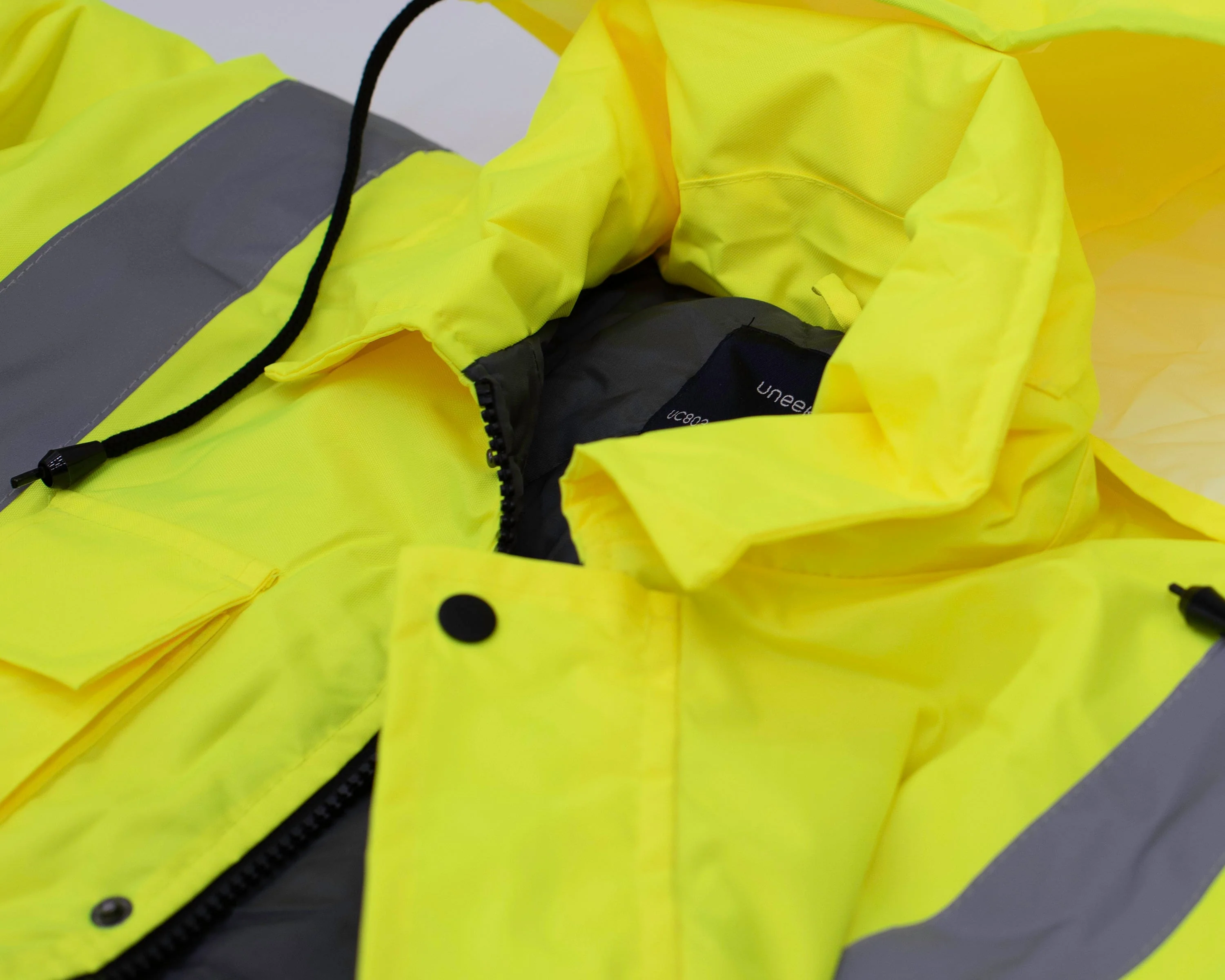 Caution Bike Hi Vis Viz Bomber Jacket Bike Cycling Cyclist Track Biker Road Safety Jacket Men Biking Workwear Fleece Coat Sizes S - 2XL - Image 3