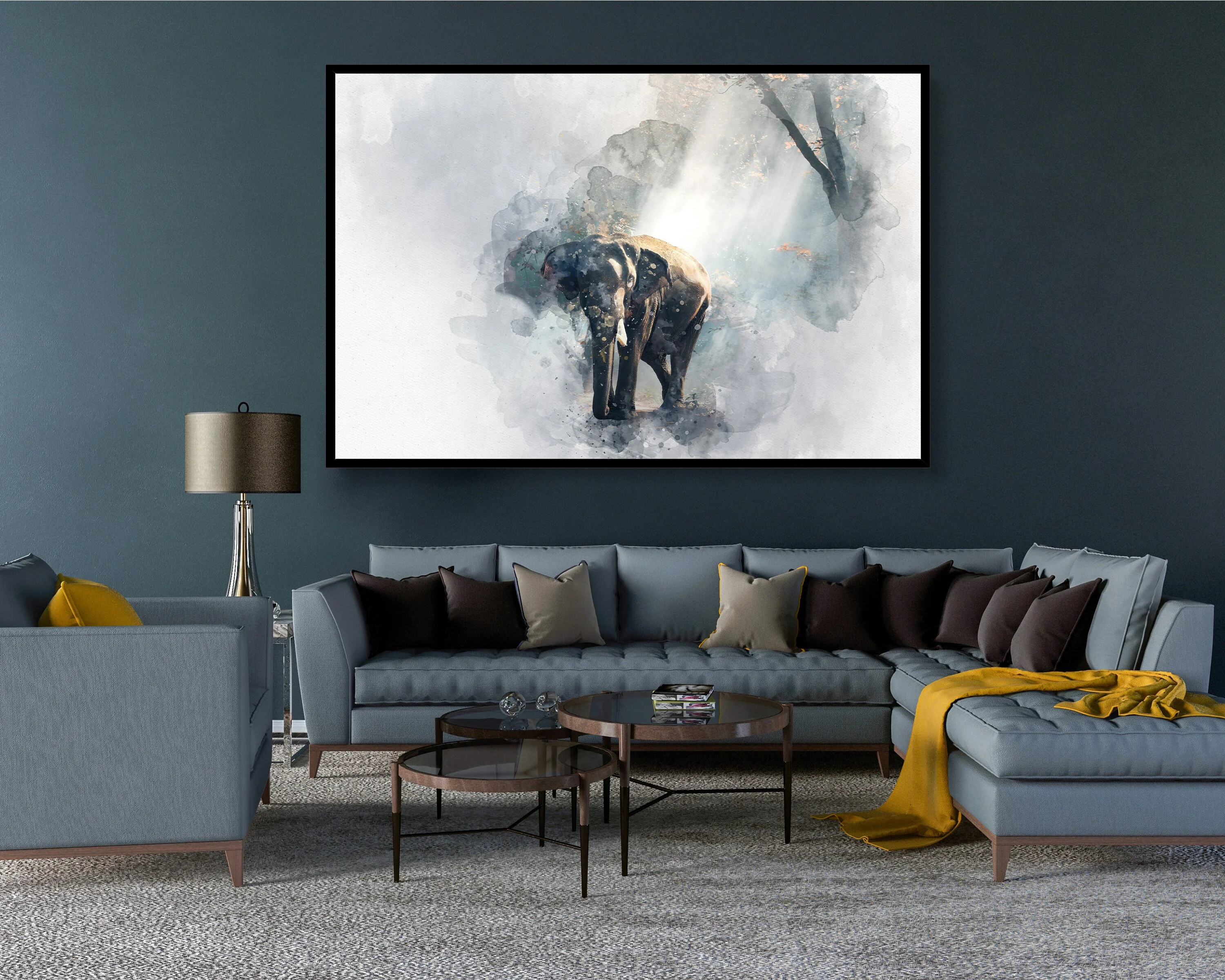 Elephant Watercolour Poster Styled Large Wall Art Effect Perfect Gift Home Decor, Premium Quality Paper, Animal Poster Print from A4 - A0 - Image 10