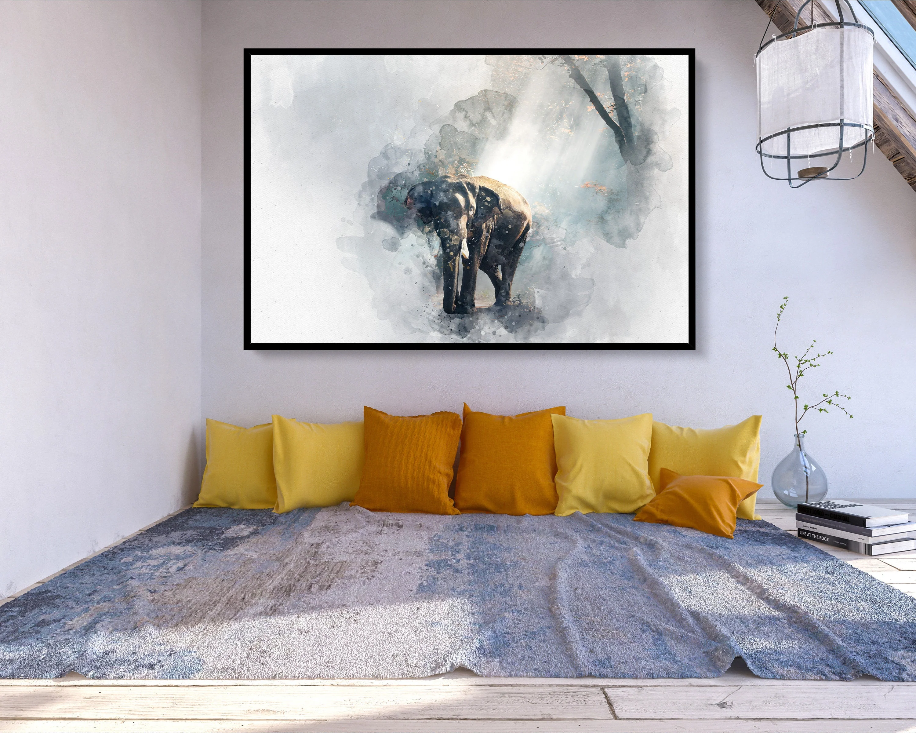 Elephant Watercolour Poster Styled Large Wall Art Effect Perfect Gift Home Decor, Premium Quality Paper, Animal Poster Print from A4 - A0 - Image 3