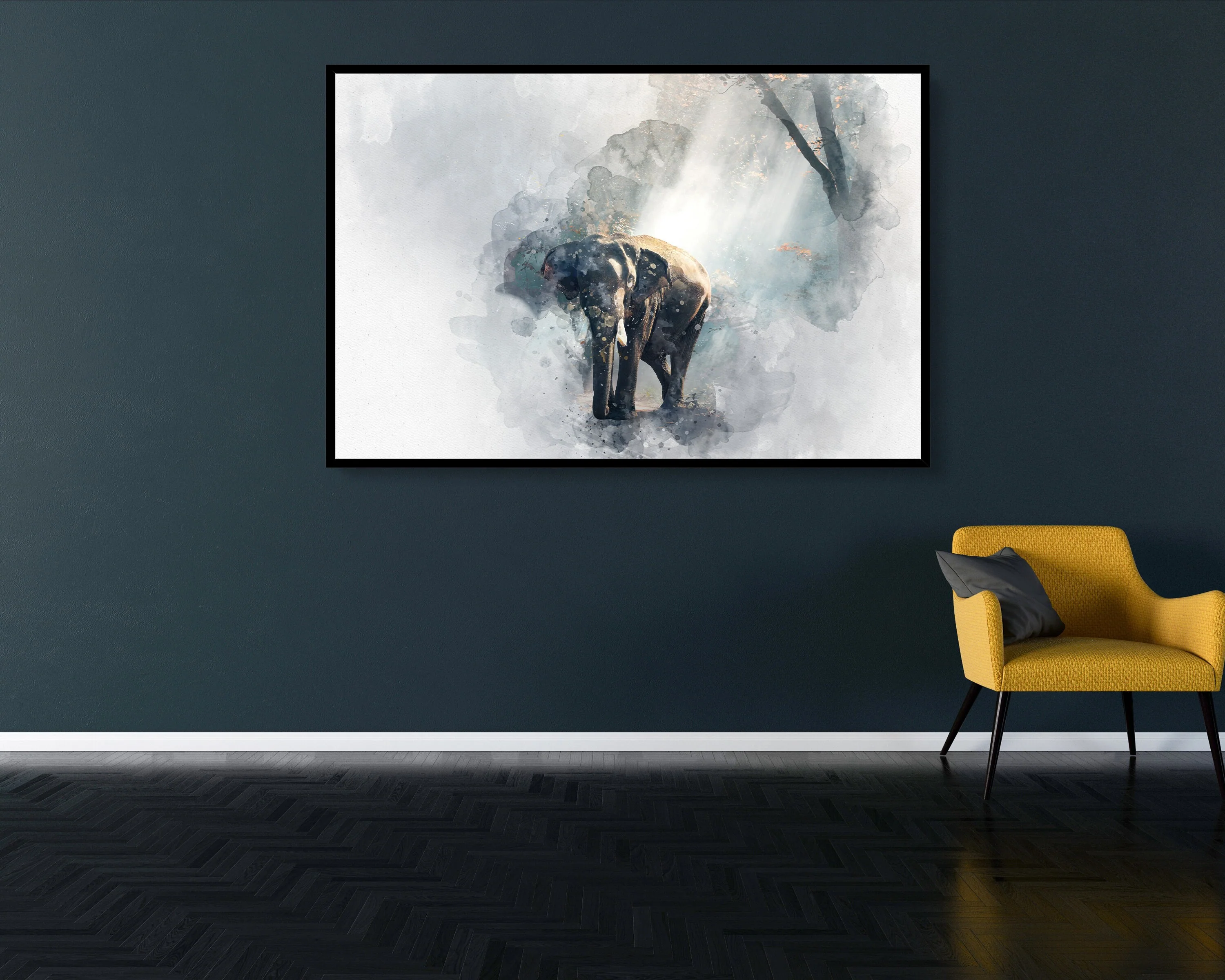Elephant Watercolour Poster Styled Large Wall Art Effect Perfect Gift Home Decor, Premium Quality Paper, Animal Poster Print from A4 - A0 - Image 6
