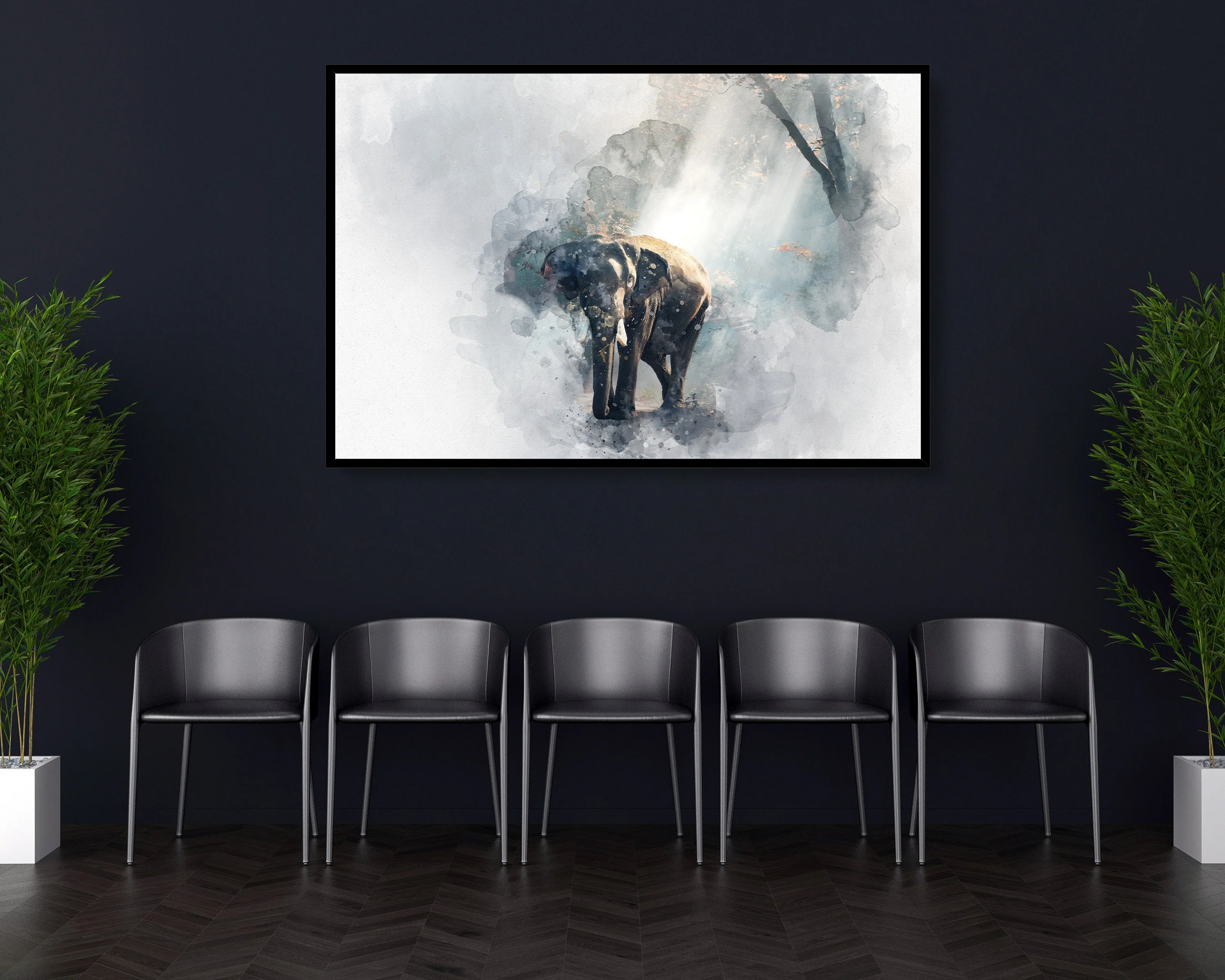 Elephant Watercolour Poster Styled Large Wall Art Effect Perfect Gift Home Decor, Premium Quality Paper, Animal Poster Print from A4 - A0 - Image 8