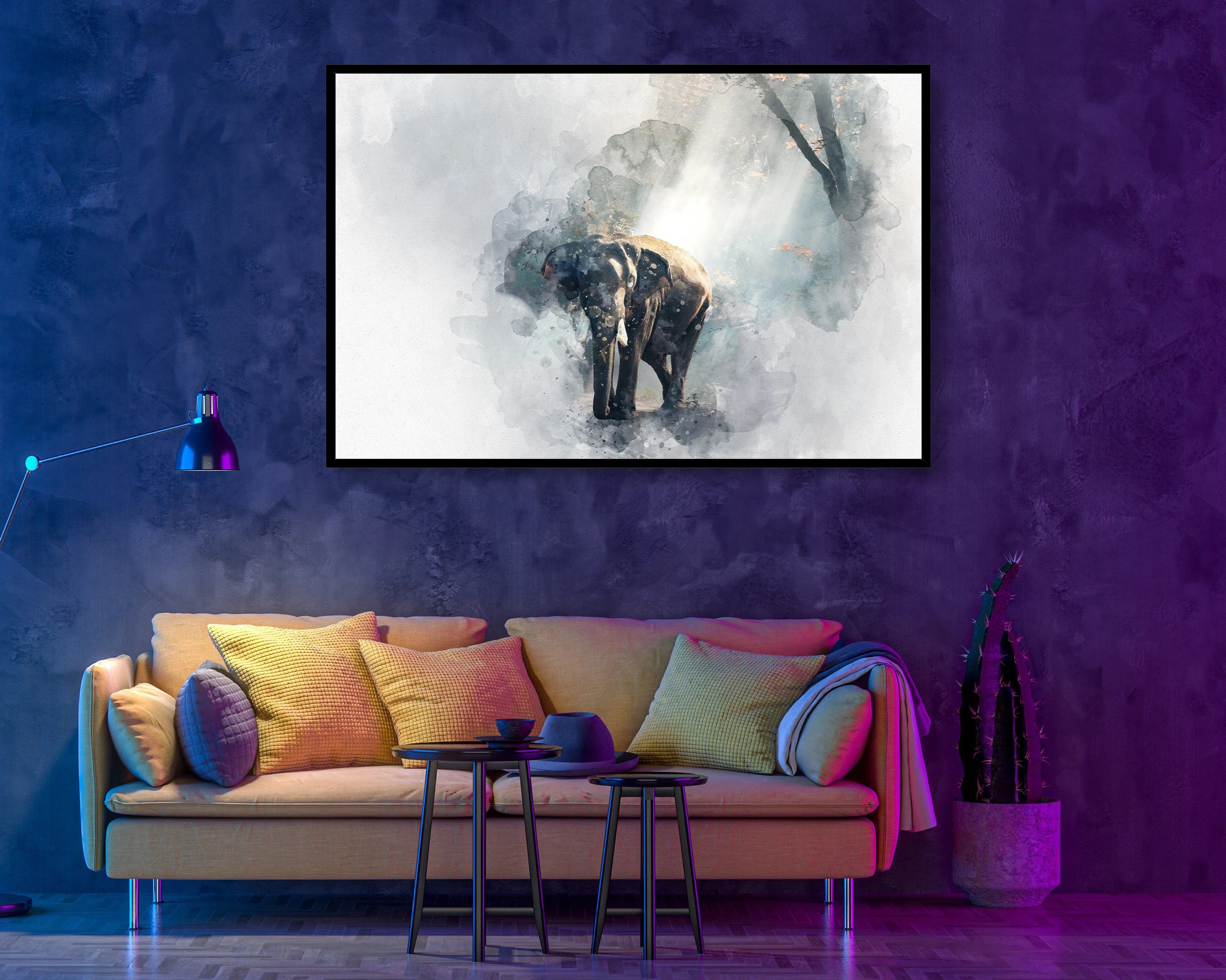 Elephant Watercolour Poster Styled Large Wall Art Effect Perfect Gift Home Decor, Premium Quality Paper, Animal Poster Print from A4 - A0 - Image 9