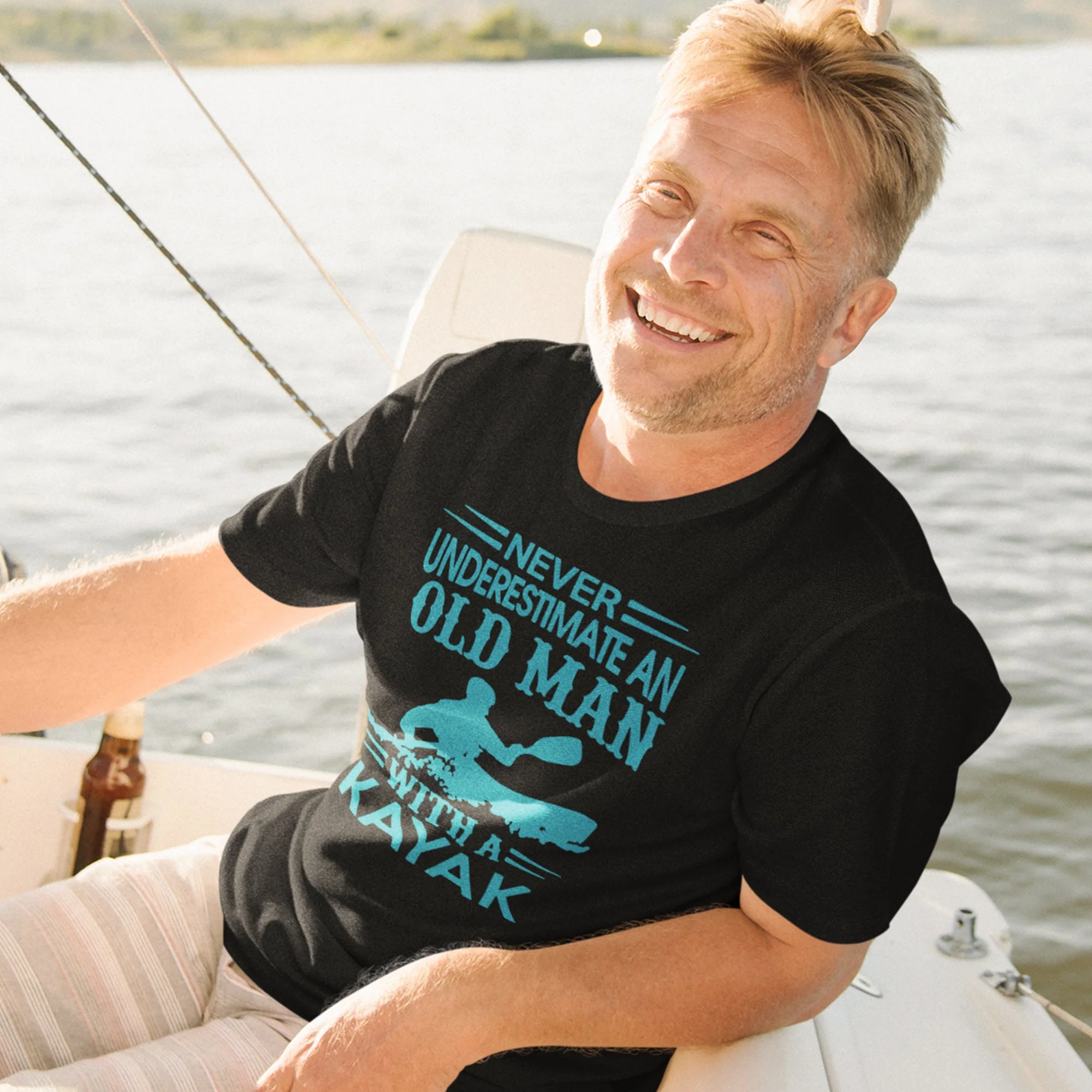 Men's Funny Kayaking T-shirt, Kayaking Gifts, Old Man Kayak, Kayak Racing Sport Boat Rowing Dad Grandad Birthday Shirt, Father's Day Tee - Image 2