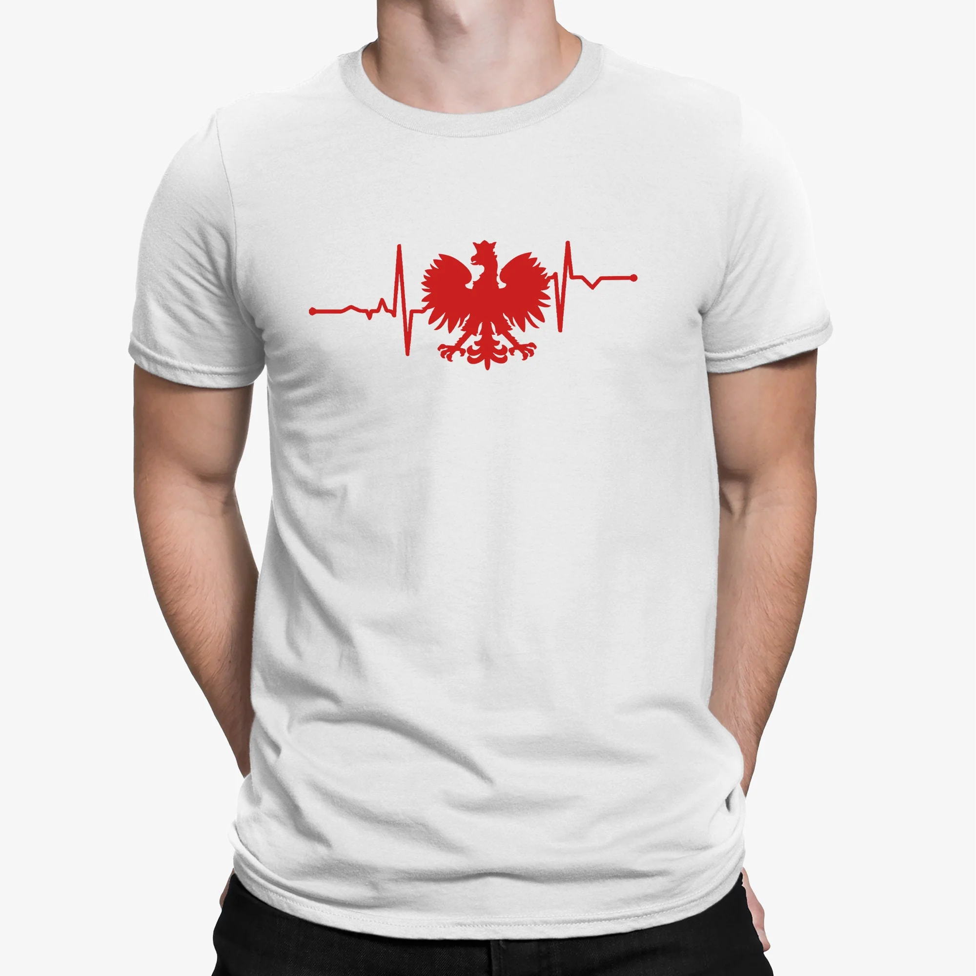 Poland Heart Pulse T-shirt, Red Eagle Polish Gift, Polish People Citizen Polska koszulka Polskie Tourist Tourism Shirt Poland Gifts Unisex - Image 2
