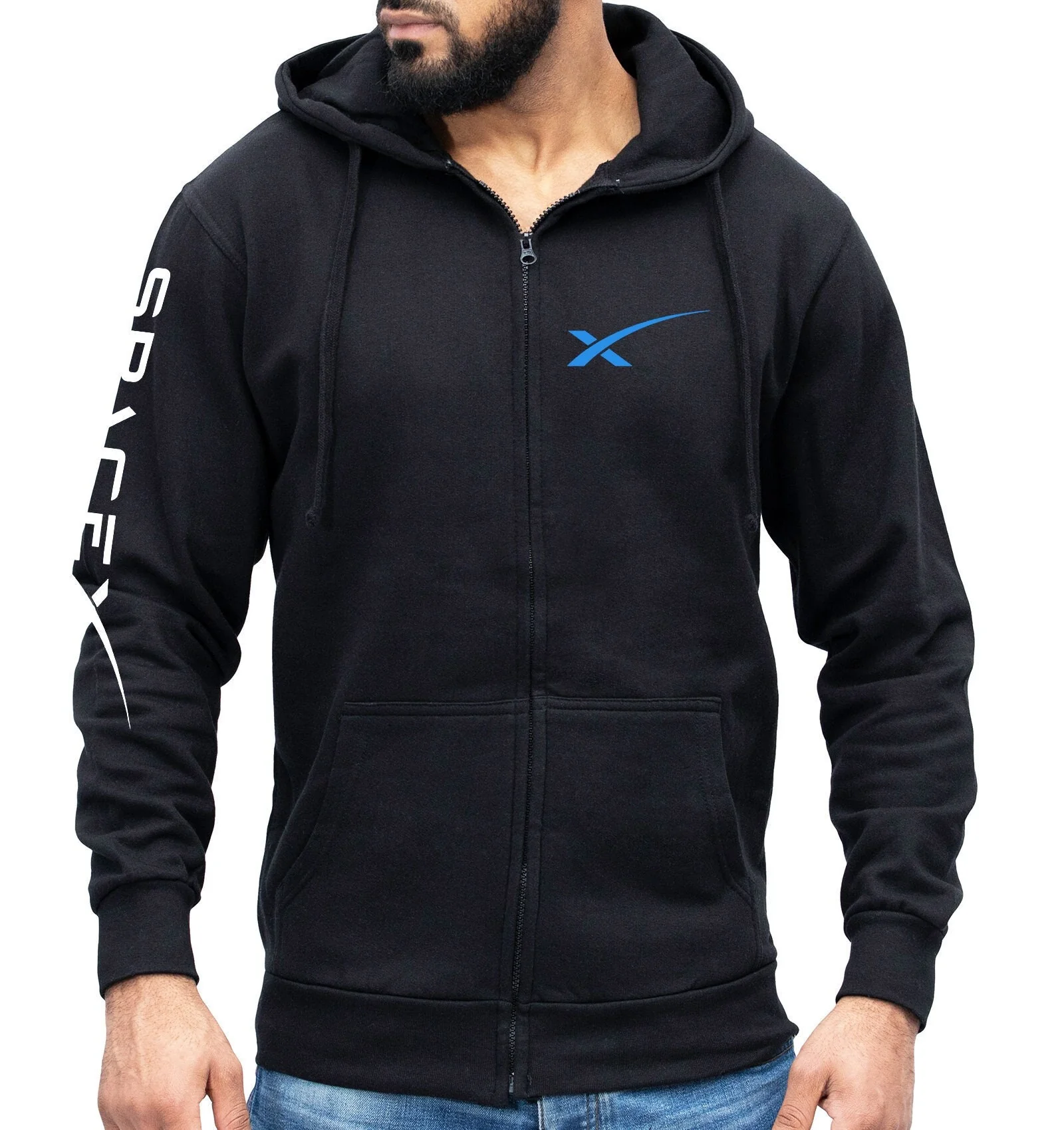 Spacex logo zip hoodie, spacex clothing, spacex jumper, astronomy gift, astrophysics, mars, elon musk, Unisex jacket sizes s-2xl - Image 2